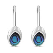 Abalone Lens Shaped Silver Earrings, e351st
